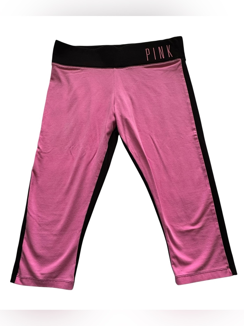 Pink Victoria's Secret Yoga Pink & Black Capri Leggings Size Large